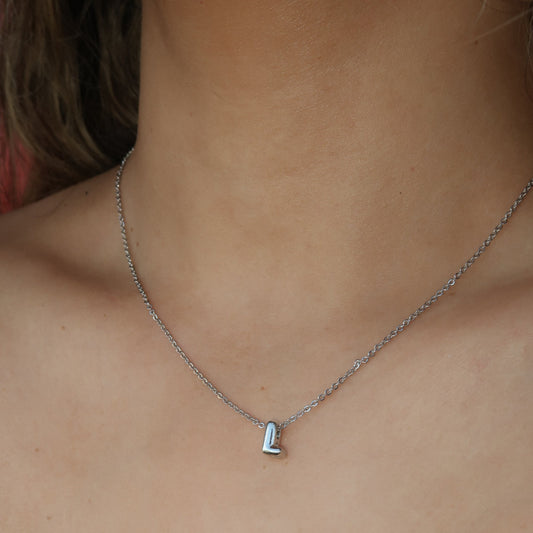 Bubble Letter Necklace- Silver